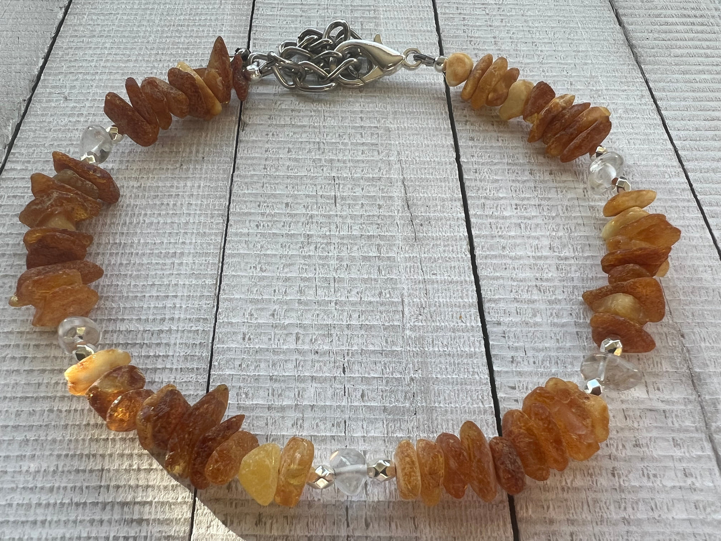 Raw Baltic Amber & Clear Quartz Flea and Tick Collar