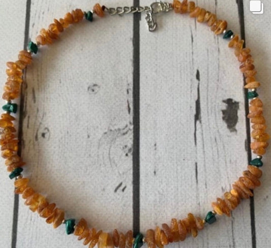 Raw Baltic Amber & Malachite (Flea & Tick Repellant Collar)