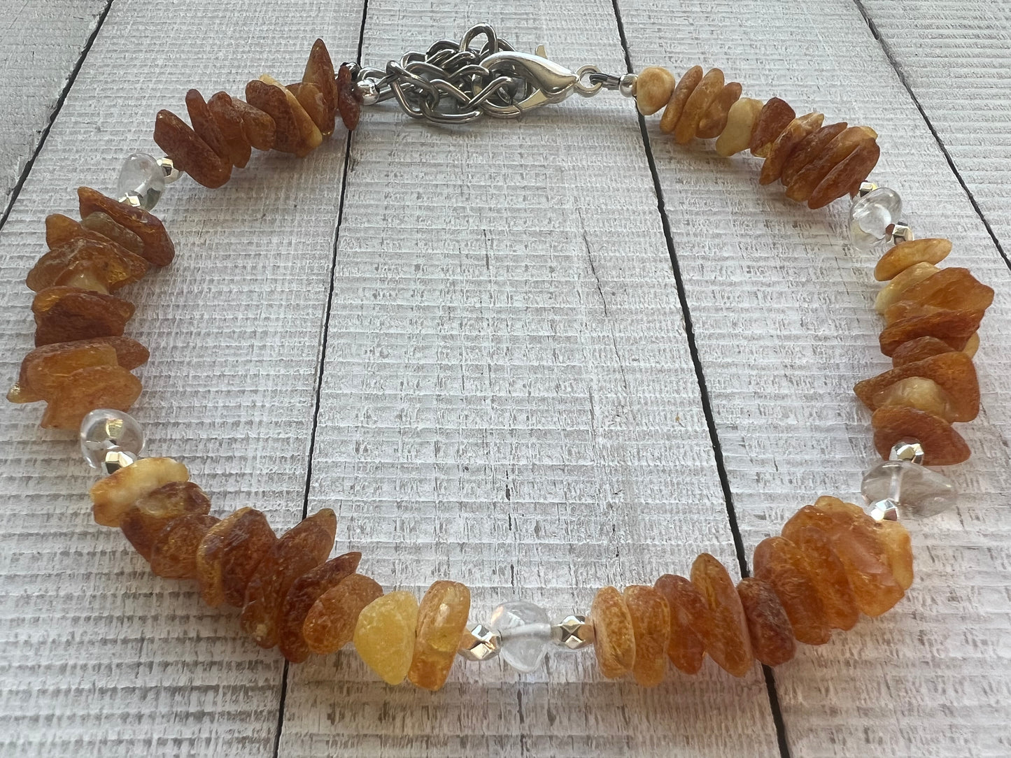 Raw Baltic Amber & Clear Quartz Flea and Tick Collar