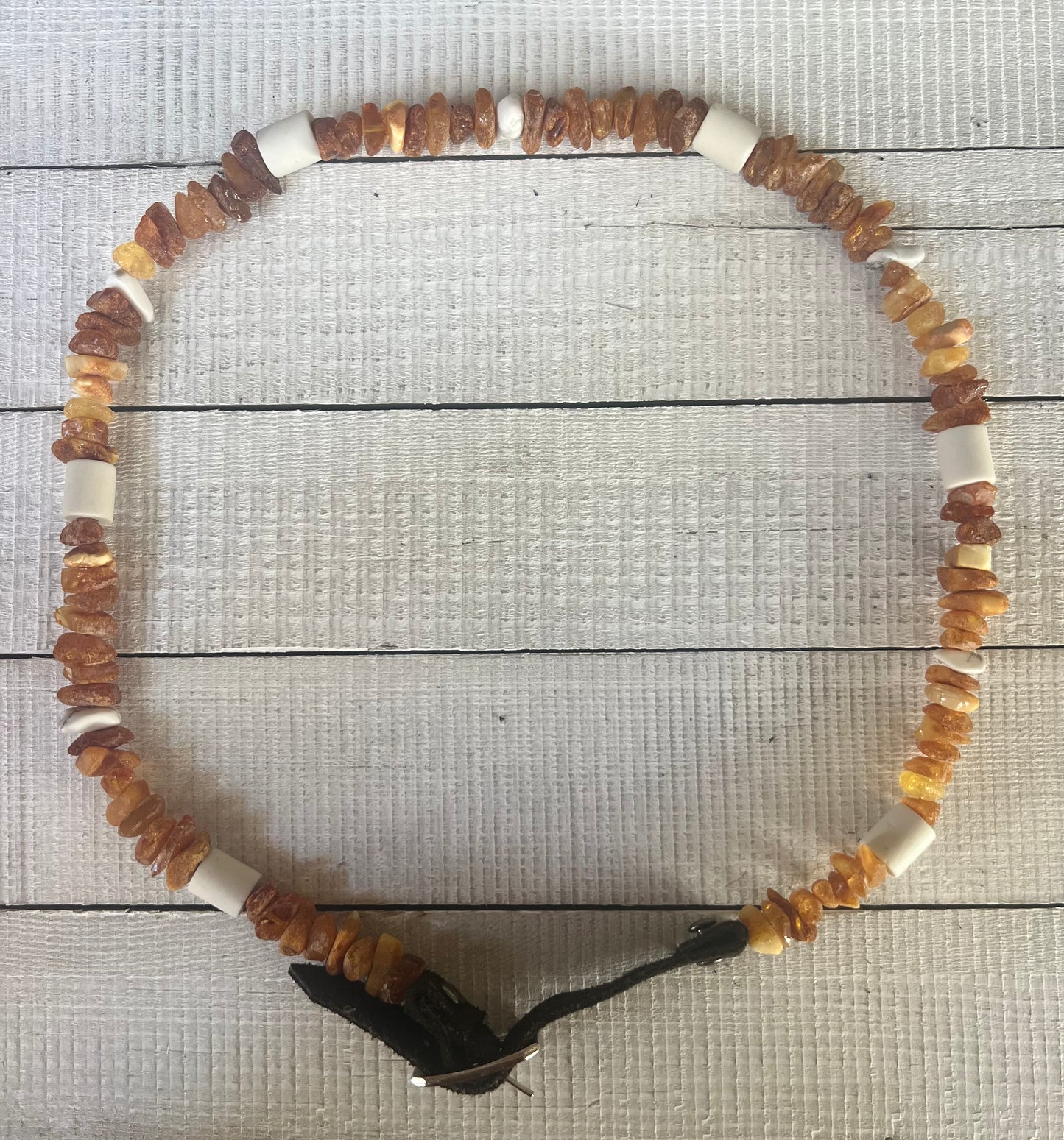 Raw Baltic Amber, EM Beads, White Howlite Flea and Tick Collar