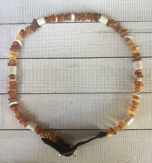 Raw Baltic Amber, EM Beads, White Howlite Flea and Tick Collar