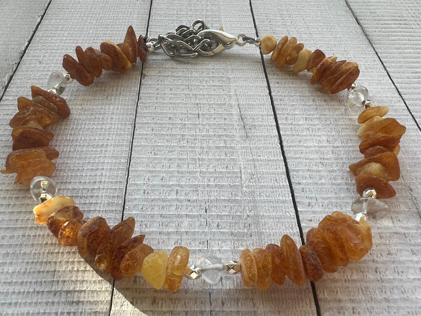 Raw Baltic Amber & Clear Quartz Flea and Tick Collar