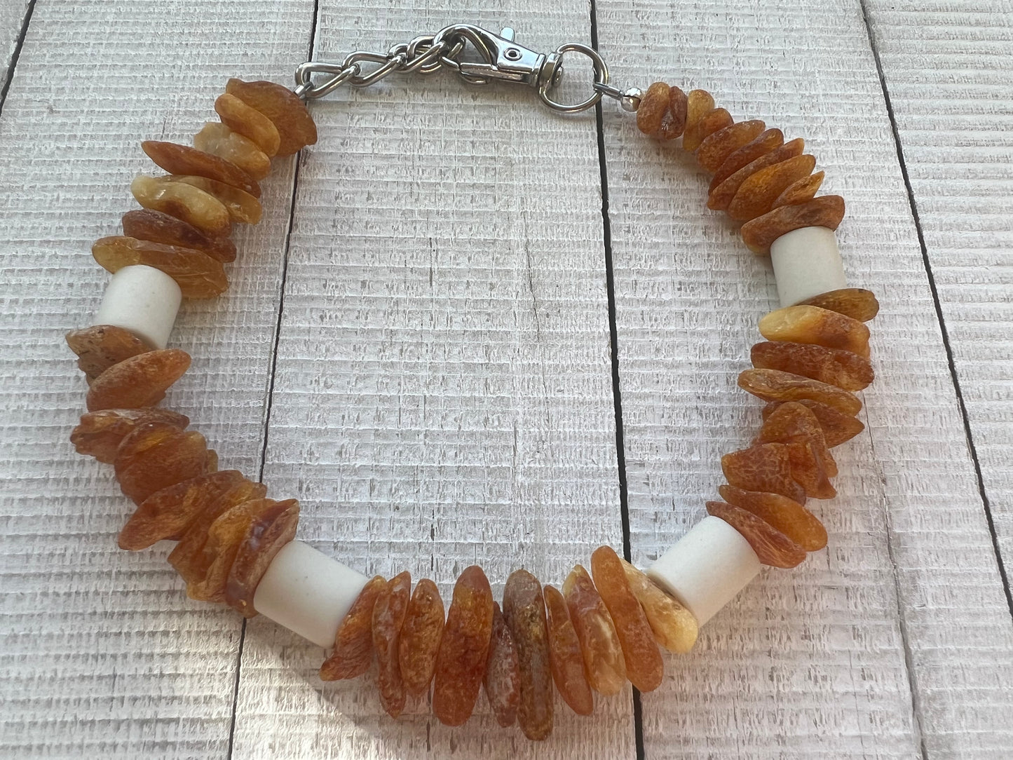 Raw Baltic Amber, EM Beads, White Howlite Flea and Tick Collar